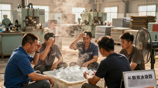 车间高温不用愁 龙岗防暑降温冰块成了工人的救命凉方